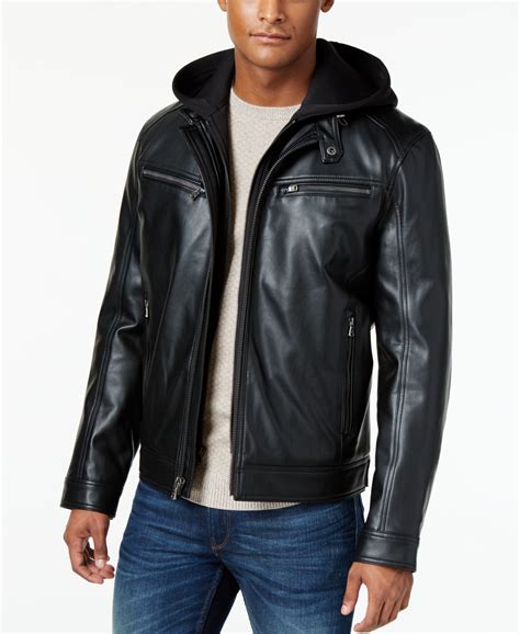 michael kors mens faux leather jacket